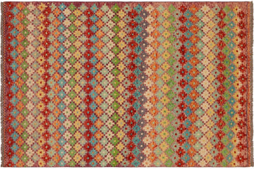 handmade Geometric Balouchi Rust Blue Hand Knotted RECTANGLE 100% WOOL area rug 5' x 8'